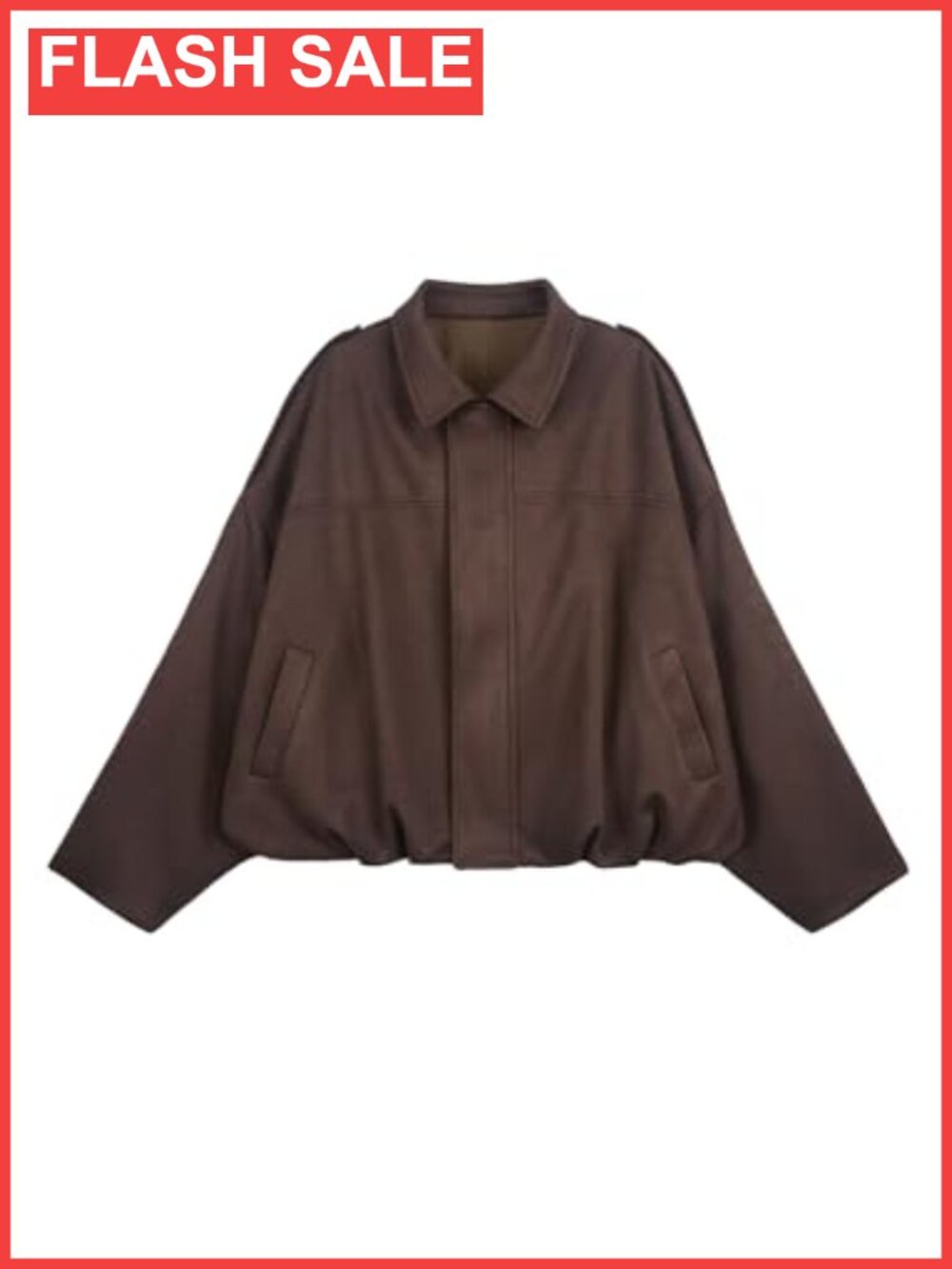Faux Suede Bomber Jacket Cropped Oversized Pilot Coat Zip Up Women's Casual